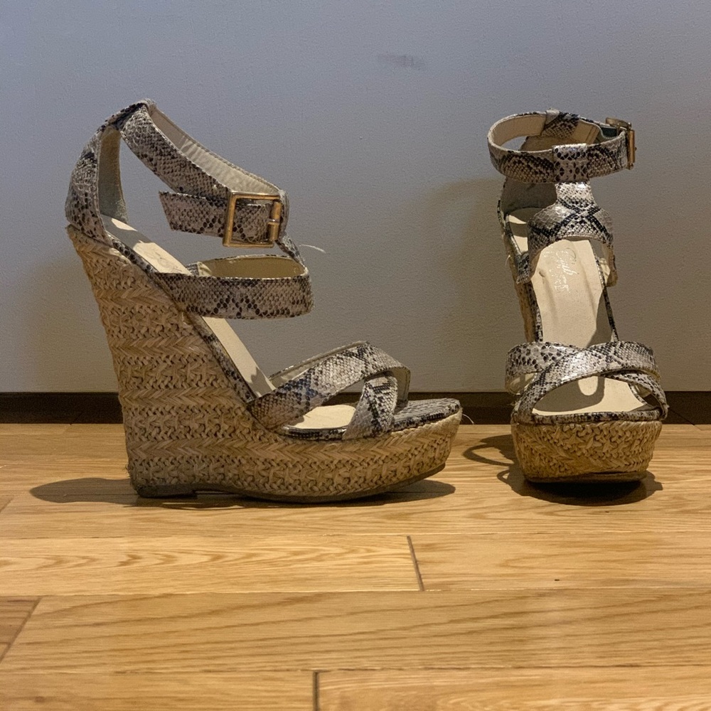 Snake prink espadrille wedge